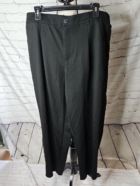 Arach & Cloz Stretch Wrinkle Free Wide Leg Trousers in Black Size Large NWT